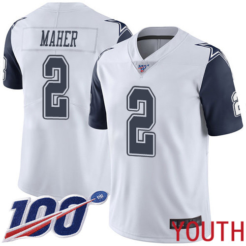 Youth Dallas Cowboys Limited White Brett Maher 2 100th Season Rush Vapor Untouchable NFL Jersey